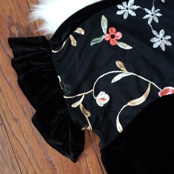 Anthropologie Pleione Black Velvet floral Mesh Blouse - Picture 8 of 8